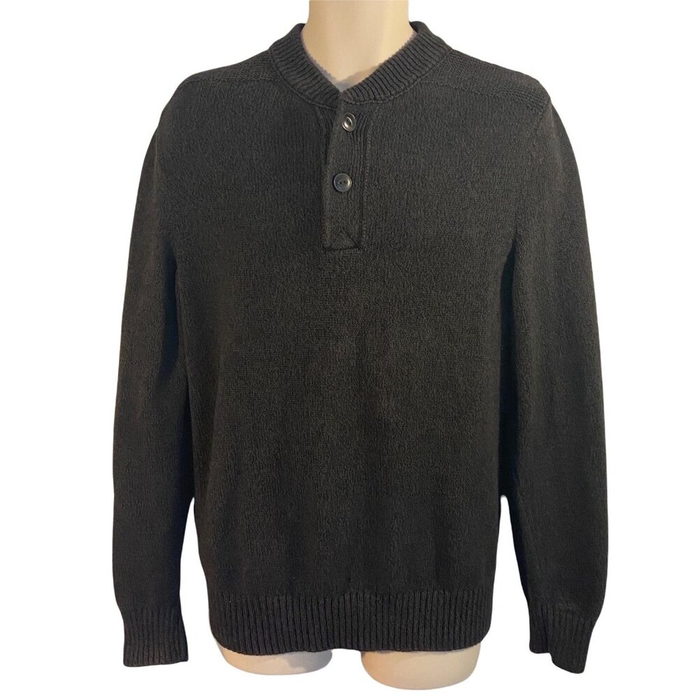 Eddie Bauer Men's Cotton Gray Pull-Over Sweater Size Large Crew Neck Long Sleeve